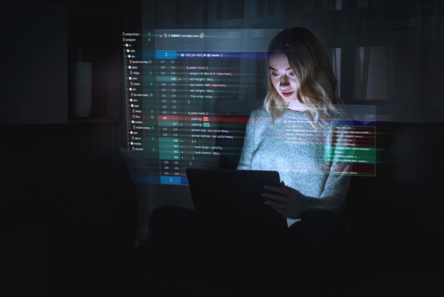 Mobile app design workspace showing interface prototypes and design process
